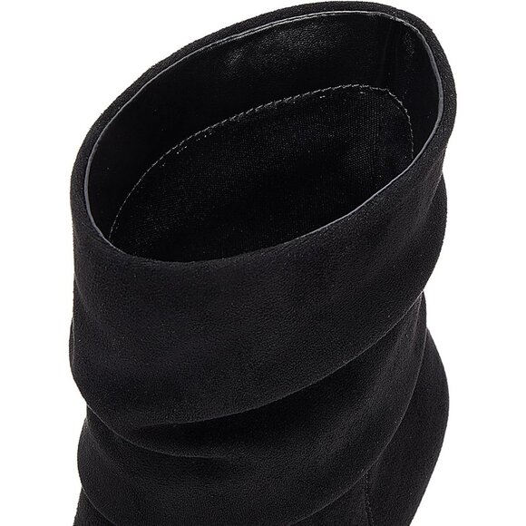 Women Slouch Ankle Boot with Fashion Mid Stiletto Heels Pointed Toe Bootie Black - Picture 5 of 8